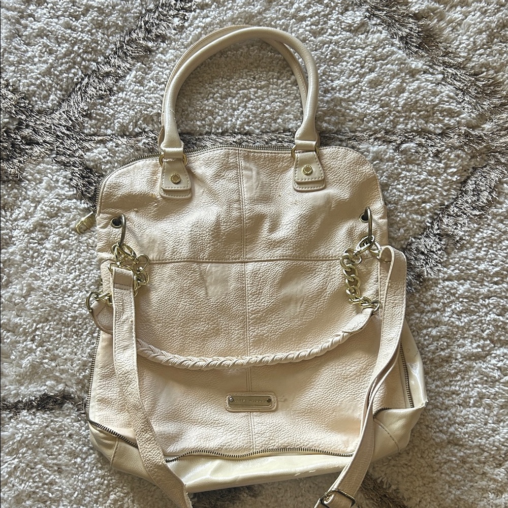 Steve Madden Cream Shoulder Bag with Gold Details